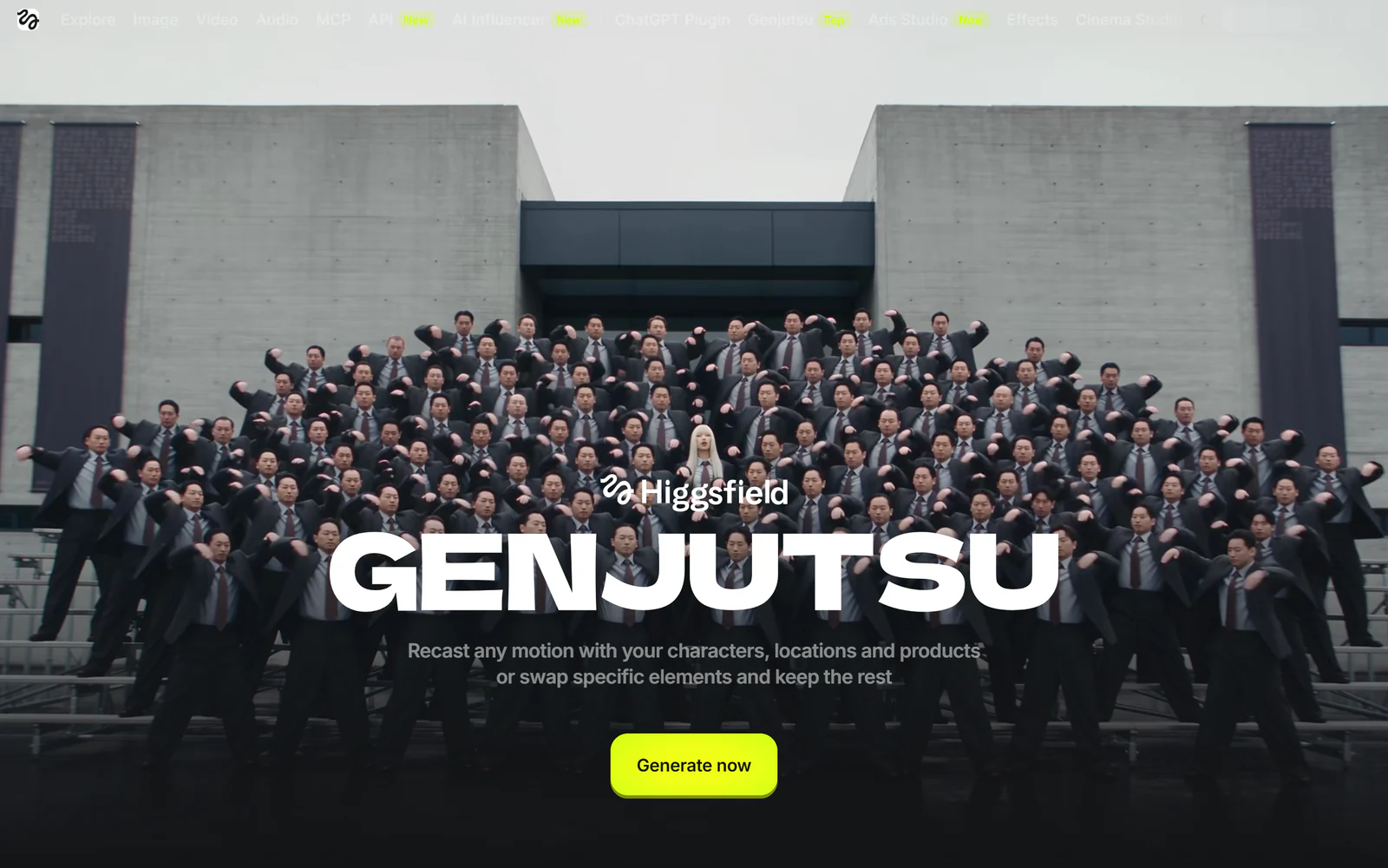 Higgsfield Genjutsu landing page
